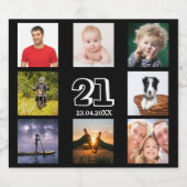 21e verjaardag foto collage man zwarte zwarte bier etiket (Enkel label)