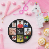 21e verjaardag foto collage man zwarte zwarte papieren bordje (Feest)