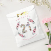 21e verjaardag Foto Collage Pink Bloemenmeisje Whi Bedankzakje (Gezegeld)