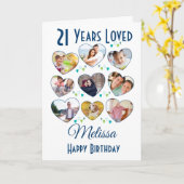 21e verjaardag Foto-collage van het hart van de ge Kaart (Gele Bloem)