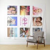 21e verjaardag foto collage wit roze wandkleed (In Situ (horizontaal))