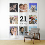 21e verjaardag foto collage witte man wandkleed (In situ)