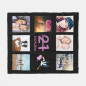 21e verjaardag foto collage zwart fleece deken (Voorkant (Horizontaal))