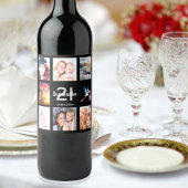 21e verjaardag foto collage zwart wijn etiket