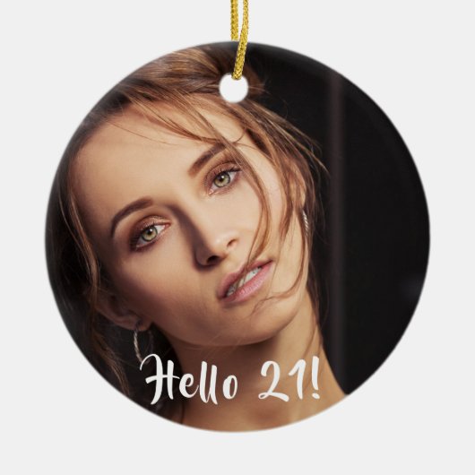 21e verjaardag foto hallo 21 keramisch ornament (Voorkant)