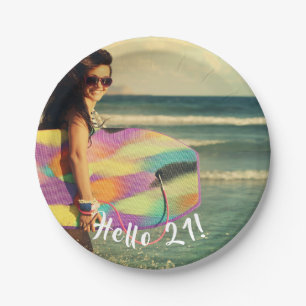 21e verjaardag foto hallo 21 papieren bordje