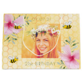 21e verjaardag foto hommels honingraat groot cadeauzakje (Voorkant)