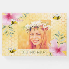 21e verjaardag foto honeycomb roze gastenboek