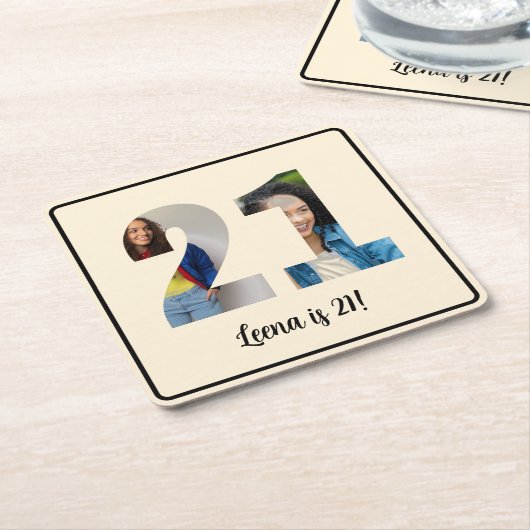 21e verjaardag foto Lijst Onderzetter (Schuin)