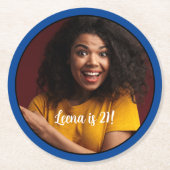 21e verjaardag foto Lijst Onderzetter Blauw (Voorkant)