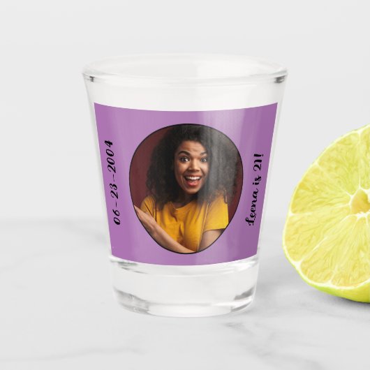 21e verjaardag foto Lijst Shot Glas (Voorkant)