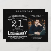 21e verjaardag foto template Legend Black Kaart (Voorkant / Achterkant)