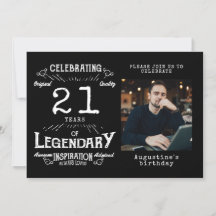 21e verjaardag foto template Legend Black 