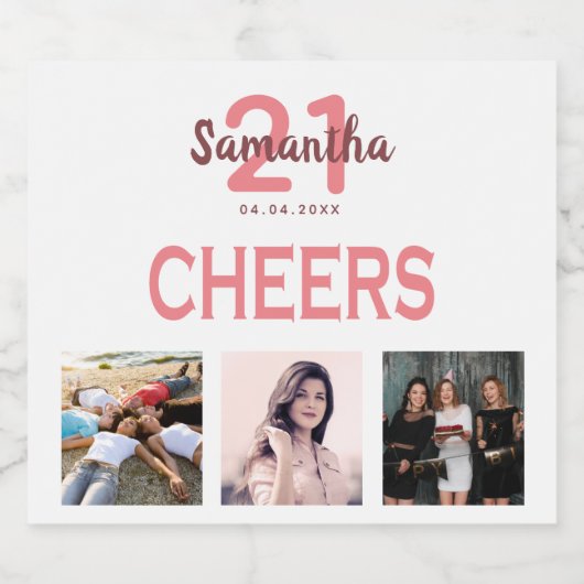 21e verjaardag foto van wittebodes sparkling wijnetiket (Enkel label)