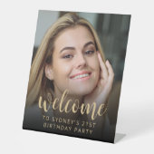 21e verjaardag foto welkom reclamebord met voetstuk (Voorkant)