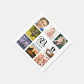 21e verjaardag fotocollage jongens servet (Hoek)