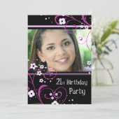 21e verjaardag Fotouitnodigingskaart Kaart (Staand voorkant)