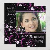 21e verjaardag Fotouitnodigingskaart Kaart (Voorkant / Achterkant)