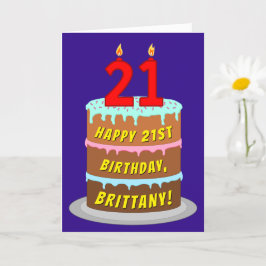 21e verjaardag: Fun Cake and Candles + Custom Name Kaart