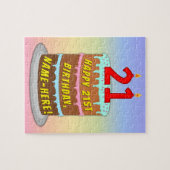 21e verjaardag: Fun Cake and Candles + Custom Name Legpuzzel (Horizontaal)