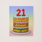 21e verjaardag: Fun Cake and Candles + Custom Name Legpuzzel (Verticaal)
