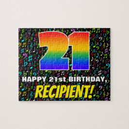 21e verjaardag — Fun, Colorful Music Symbols & "21 Legpuzzel