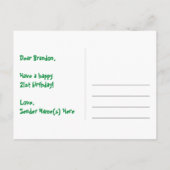 21e verjaardag: Fun Hearts-patroon, Regenboog 21 Briefkaart (Achterkant)