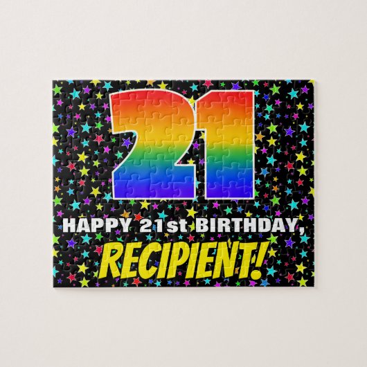 21e verjaardag — Fun, kleurrijk Star Field Pattern Legpuzzel (Horizontaal)