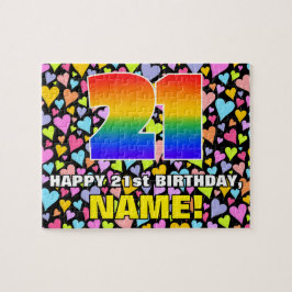21e verjaardag — Fun, liefhebbende hartvormen + "2 Legpuzzel