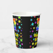 21e verjaardag: Fun Stars Pattern en Rainbow 21 Papieren Bekers (Links)