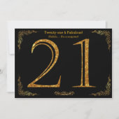 21e verjaardag, Gatsby styl, zwarte gouden glitter Kaart (Voorkant)