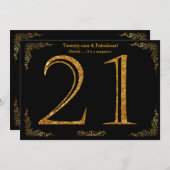 21e verjaardag, Gatsby styl, zwarte gouden glitter Kaart (Voorkant / Achterkant)