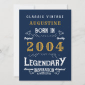 21e verjaardag Geboren 2004 Legende Blauw Goud Gro Kaart (Voorkant)