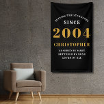 21e Verjaardag Geboren 2004 Naam Toevoegen Zwart G Spandoek<br><div class="desc">21e Verjaardagsfeest Muur Banner - Aanpasbaar Zwart en Gouden Decoratie stuk. Vier een indrukwekkende mijlpaal met onze Verjaardagsfeest Muur Banner. Deze unieke zwarte en gouden banner is niet alleen een decoratie, het is een statementstuk. Aanpasbaar aan uw voorkeuren, is het een elegante en leuke manier om het begin van een...</div>
