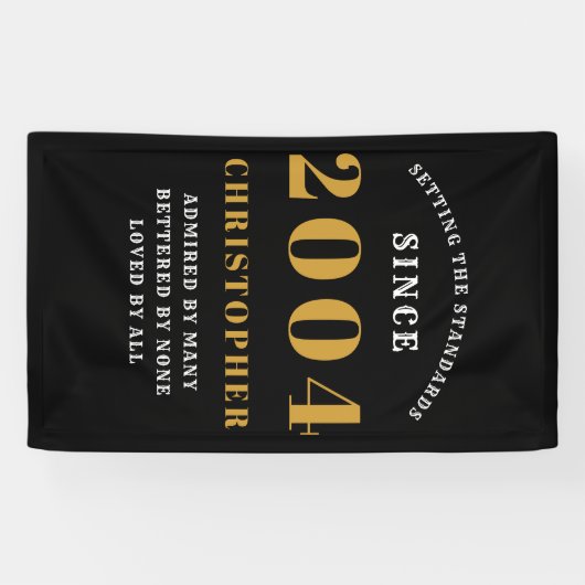 21e Verjaardag Geboren 2004 Naam Toevoegen Zwart G Spandoek (Horizontaal)