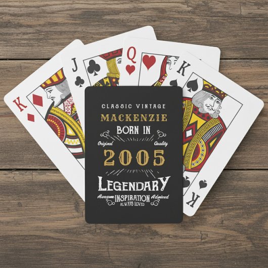 21e Verjaardag Geboren 2005 Legende Zwart Goud Pokerkaarten