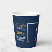 21e verjaardag Geboren in 2002 Fotosjabloon Legend Papieren Bekers (Achterkant)