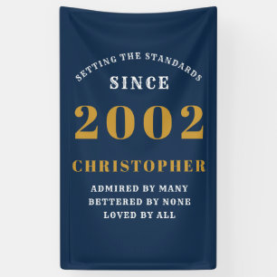 21e verjaardag Geboren in 2002 Naam Blauw goud toe Spandoek
