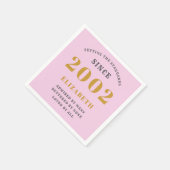 21e verjaardag Geboren in 2002 Naam Roze grijs toe Servet (Hoek)