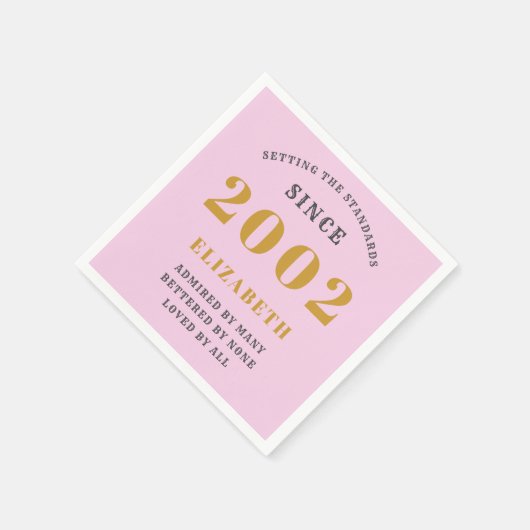 21e verjaardag Geboren in 2002 Naam Roze grijs toe Servet (Hoek)