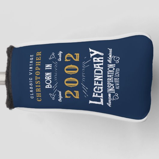 21e verjaardag Geboren in 2002 Naam toevoegen Lege Golfheadcover (Voorkant)