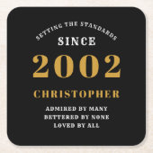 21e verjaardag Geboren in 2002 Voeg de naam Black Kartonnen Onderzetters (Voorkant)