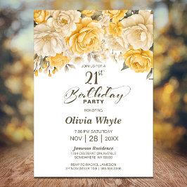 21e verjaardag Geel Rose Bloemenfeest Kaart