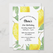 21e verjaardag gele citroenen wit kaart (Voorkant)
