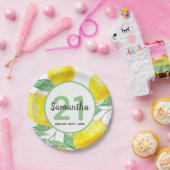 21e verjaardag gele citroennaam papieren bordje (Feest)