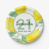 21e verjaardag gele citroennaam papieren bordje (Voorkant)