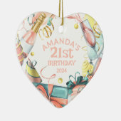 21e verjaardag Gepersonaliseerde naam Jaar Meisje  Keramisch Ornament (Rechts)