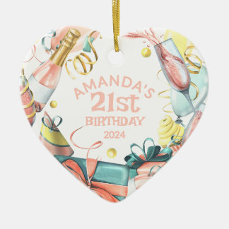 21e verjaardag Gepersonaliseerde naam Jaar Meisje  Keramisch Ornament