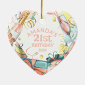 21e verjaardag Gepersonaliseerde naam Jaar Meisje  Keramisch Ornament (Achterkant)