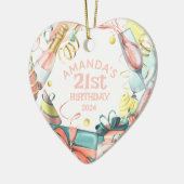 21e verjaardag Gepersonaliseerde naam Jaar Meisje  Keramisch Ornament (Links)